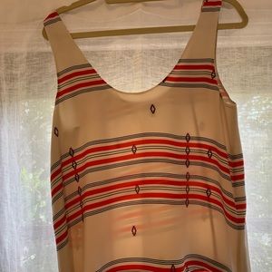 Joie white and orange stopped silk top